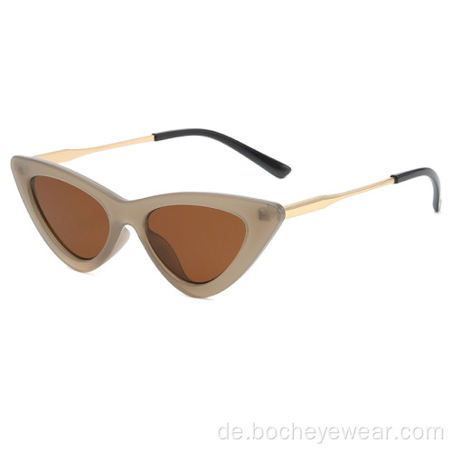 Neue europäische und amerikanische Retro-Metalldreieckige Katzenaugen-Sonnenbrille Damenmode-Straßen-Sonnenbrille kleines Gesicht Hip-Hop-Glas